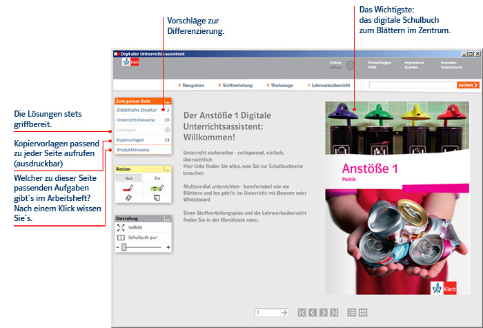 Screenshot des Digitalen Unterrichtsassistenten